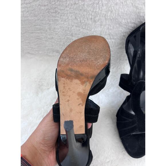 Stuart Weitzman Black Velvet T-Strap Heels Size 8M - Picture 6 of 12